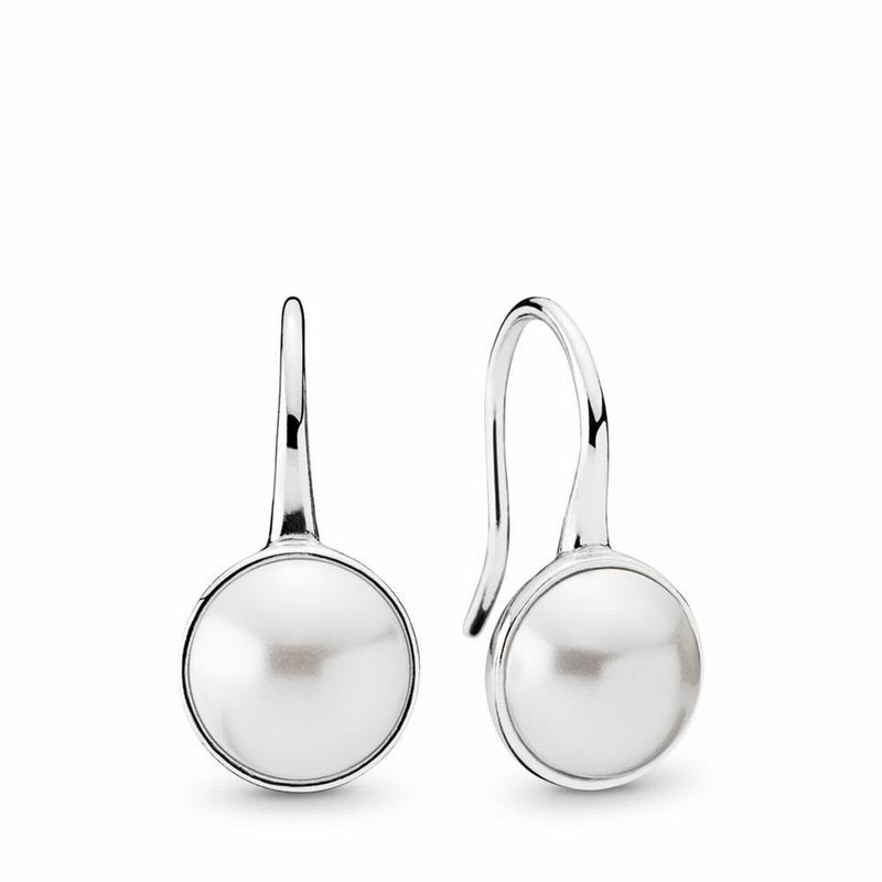 Pandora Luminous Droplets Drop Earrings - Sterling Silver/White/Crystal Pearl - Canada | MY5376IB